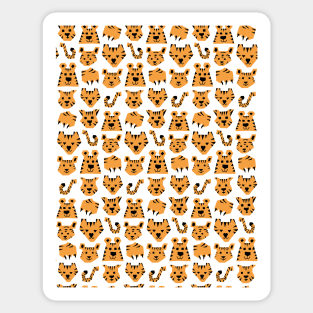 Cute Cartoon Tiger Faces and Tails Sticker